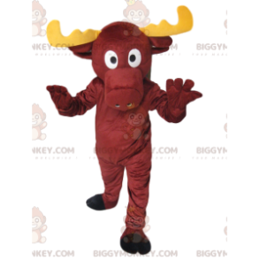 Traje de mascote BIGGYMONKEY™ Veado marrom vibrante com chifres