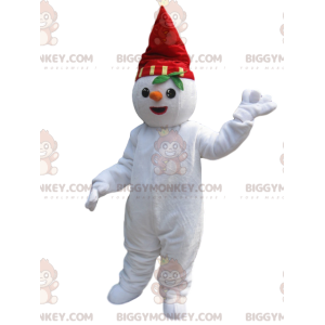 BIGGYMONKEY™ Sneeuwman-mascottekostuum met rode hoed en wortel