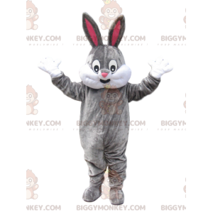 Disfraz de mascota BIGGYMONKEY™ Conejo gris y blanco con gran