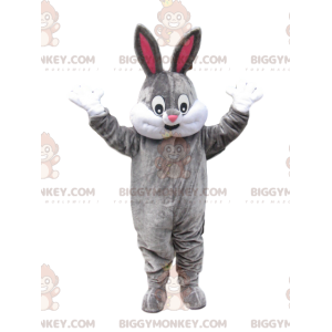 BIGGYMONKEY™ Maskottchenkostüm Graues und weißes Kaninchen mit