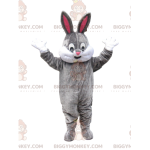 Disfraz de mascota BIGGYMONKEY™ Conejo gris y blanco con gran