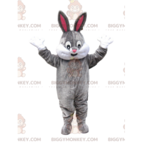 Kostium maskotki BIGGYMONKEY™ Szary i biały królik z dużym