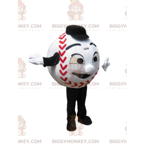 Stort leende Vit baseboll BIGGYMONKEY™ maskotdräkt -