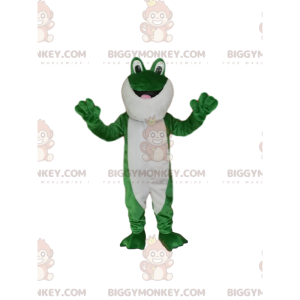 BIGGYMONKEY™ Maskotdräkt av grön och vit groda med googly ögon!
