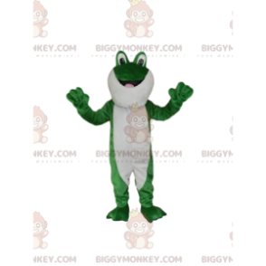 BIGGYMONKEY™ maskottiasu vihreästä ja valkoisesta sammakosta