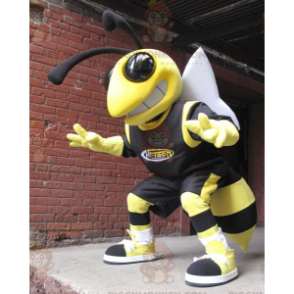 Costume de mascotte BIGGYMONKEY™ d'abeille de guêpe jaune et