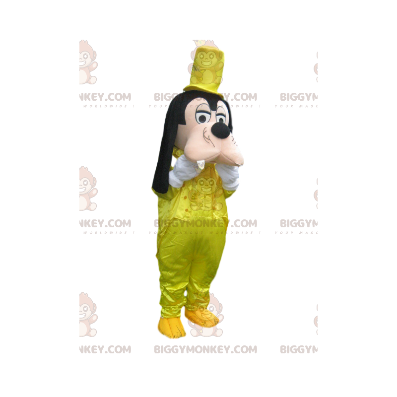 Κοστούμι μασκότ Goofy BIGGYMONKEY™ με κίτρινο σατέν κοστούμι -