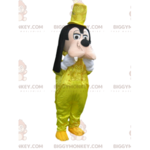 Goofy BIGGYMONKEY™ Mascot Costume with Yellow Satin Suit –