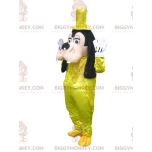 Goofy BIGGYMONKEY™ Mascot Costume with Yellow Satin Suit –