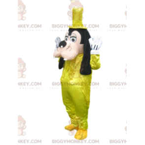 Traje de mascote pateta BIGGYMONKEY™ com terno de cetim amarelo