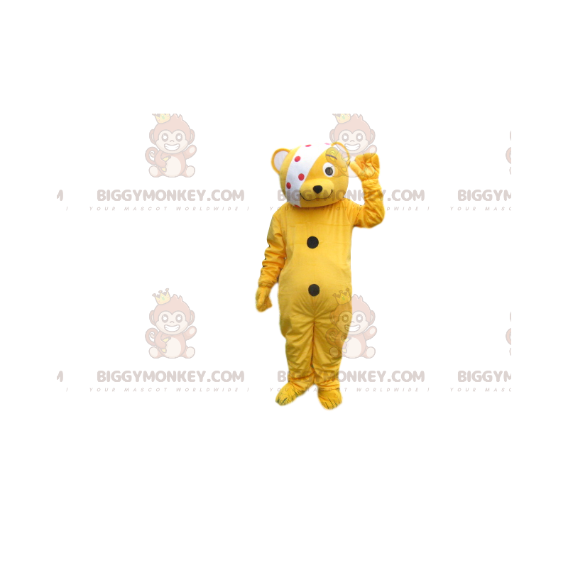 Big Orange Teddy BIGGYMONKEY™ maskotkostume med bandage -