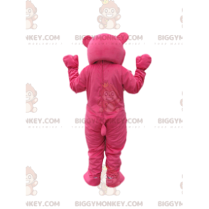 Traje de mascote BIGGYMONKEY™ de ursinhos fúcsia com linhas na