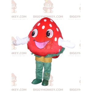 Costume de mascotte BIGGYMONKEY™ de fraise avec un sourire