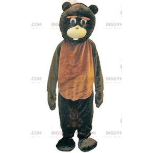Fantasia de mascote BIGGYMONKEY™ de urso marrom e preto gigante