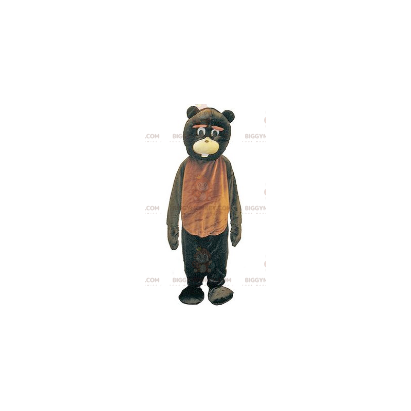 Fantasia de mascote BIGGYMONKEY™ de urso marrom e preto gigante