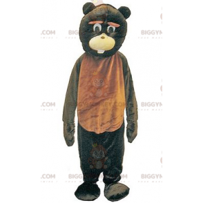 Fantasia de mascote BIGGYMONKEY™ de urso marrom e preto gigante