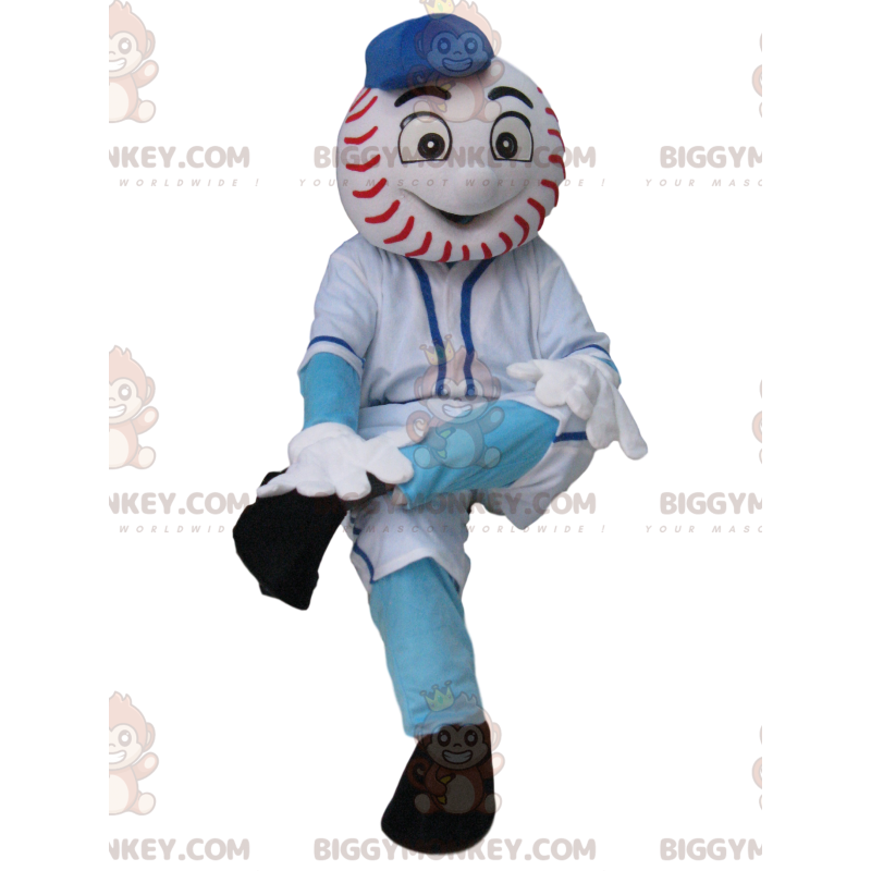 Snowman BIGGYMONKEY™ Mascot Costume with Baseball Ball Head –