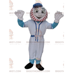 Snowman BIGGYMONKEY™ Mascot Costume with Baseball Ball Head –