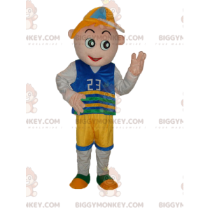 Traje de mascote Little Boy BIGGYMONKEY™ com roupa de torcedor