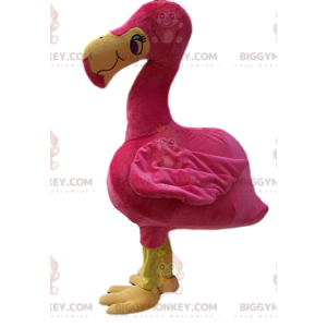 Traje de mascote de flamingo BIGGYMONKEY™ com lindos olhos