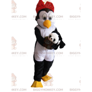 Disfraz de mascota Penguin BIGGYMONKEY™ con pajarita roja y