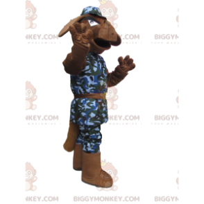 Angry Brown Dog BIGGYMONKEY™ mascottekostuum met militaire