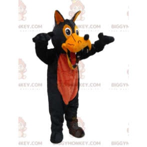 BIGGYMONKEY™ Creepy Orange and Black Wolf Mascot Costume –