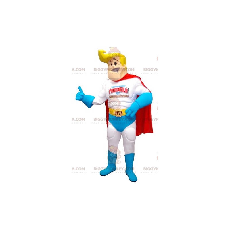 Costume de mascotte BIGGYMONKEY™ de super-héros blond et musclé