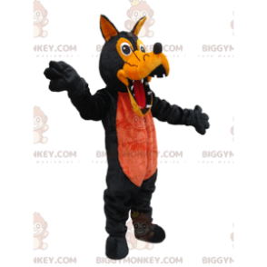 Traje de mascote assustador laranja e lobo preto BIGGYMONKEY™ –