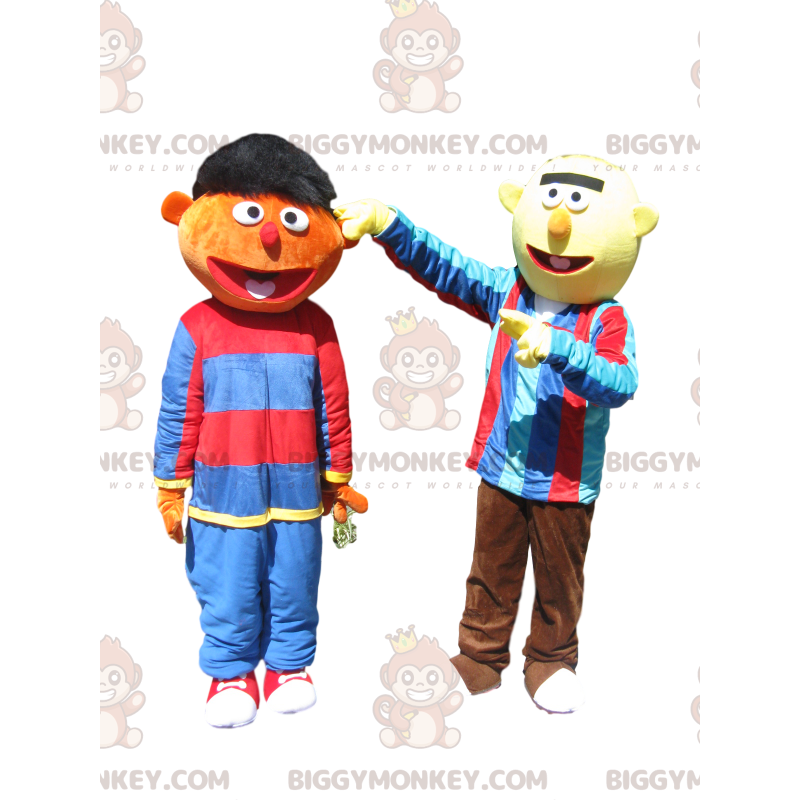 Duo de Costume de mascotte BIGGYMONKEY™ de bonhomme brun et