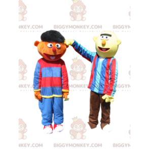 Fun Brown and Yellow Snowman BIGGYMONKEY™ Mascot Costume Duo -