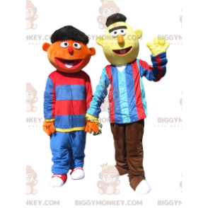 Duo de Costume de mascotte BIGGYMONKEY™ de bonhomme brun et