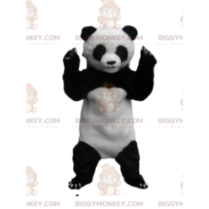 Traje de mascote BIGGYMONKEY™ Panda branco e preto com garras