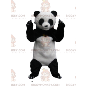 Στολή μασκότ BIGGYMONKEY™ Λευκό και μαύρο Panda με μεγάλα νύχια