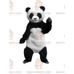 Στολή μασκότ BIGGYMONKEY™ Λευκό και μαύρο Panda με μεγάλα νύχια