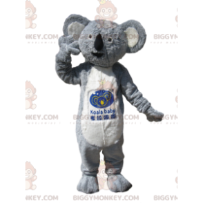 BIGGYMONKEY™ Mascottekostuum Grijze en witte koala met prachtig