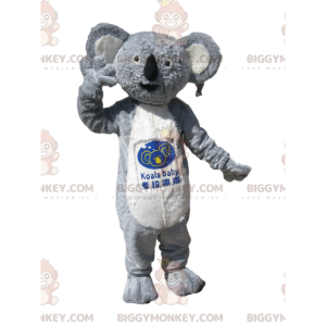 BIGGYMONKEY™ Mascottekostuum Grijze en witte koala met prachtig