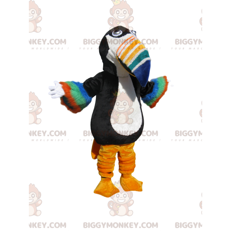 BIGGYMONKEY™ Costume da mascotte di Tucano bianco e nero con