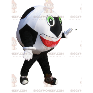 Disfraz de mascota BIGGYMONKEY™ de balón de fútbol blanco y