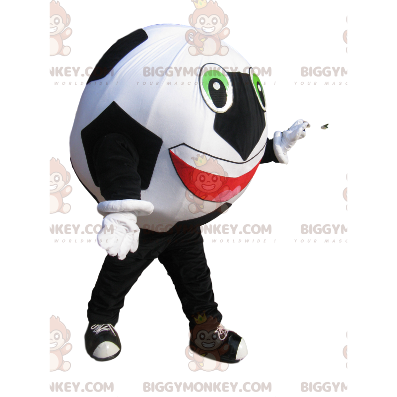 Costume de mascotte BIGGYMONKEY™ de ballon de foot noir et