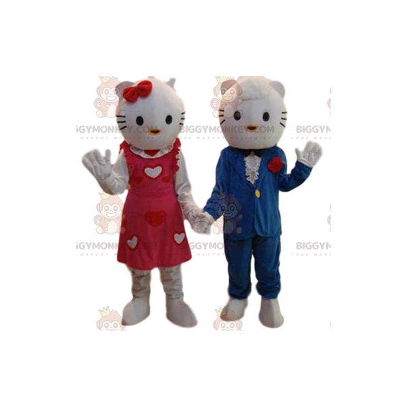 Hello Kitty BIGGYMONKEY™ mascottekostuum duo en gekostumeerde