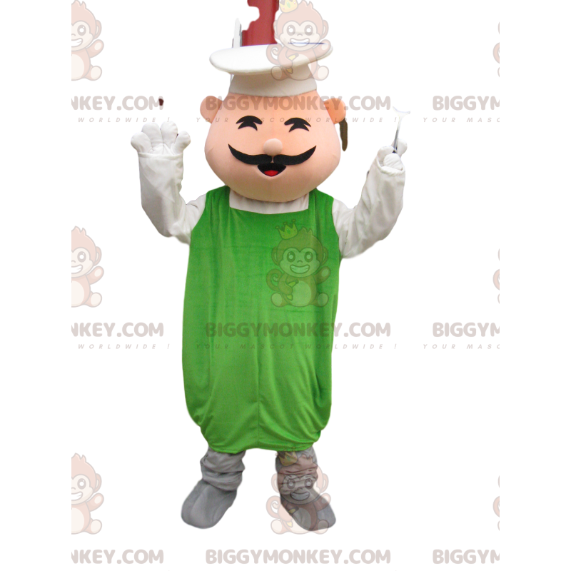 Kostým maskota šéfkuchaře BIGGYMONKEY™ s kloboukem a knírem –