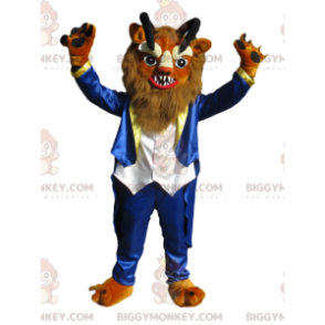 Costume de mascotte BIGGYMONKEY™ de lion féroce avec des cornes