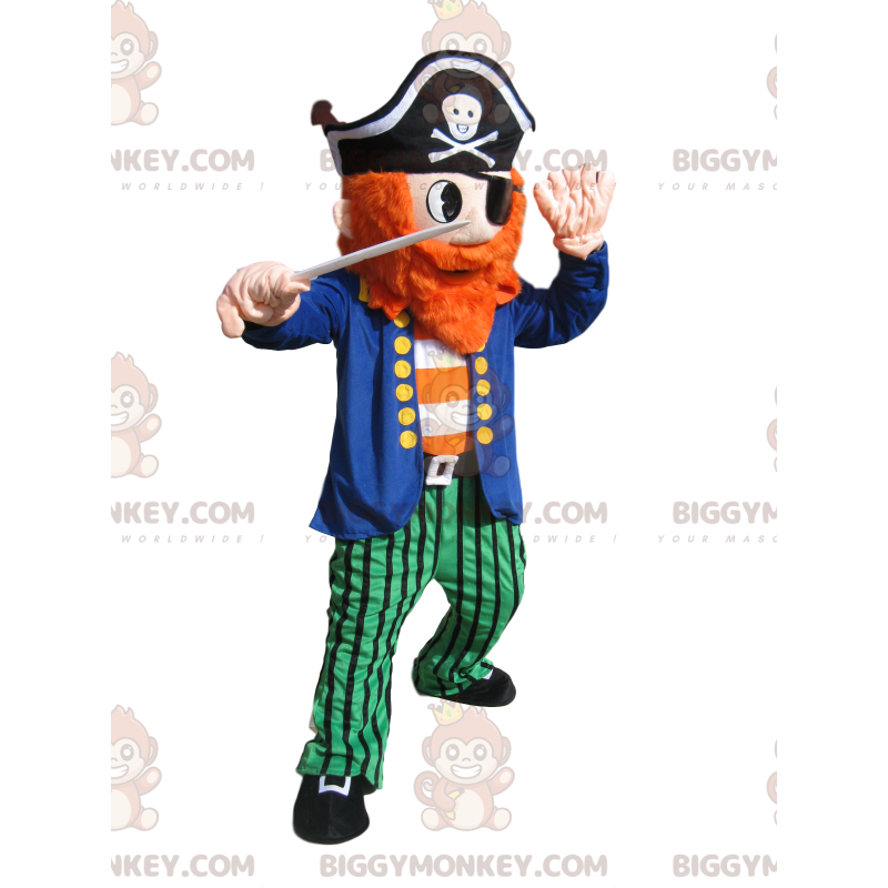 Traje de mascote Barbarossa BIGGYMONKEY™ com chapéu de pirata e