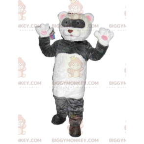 Cariñoso disfraz de mascota de oso blanco y gris BIGGYMONKEY™.