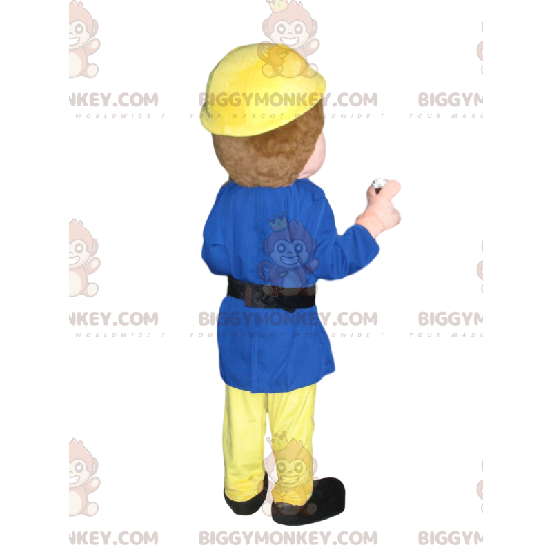 Rescue worker BIGGYMONKEY™ mascot costume with yellow helmet