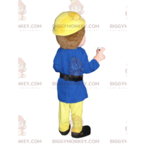 Reddingswerker BIGGYMONKEY™ mascottekostuum met gele helm en
