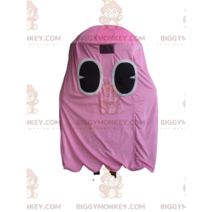 BIGGYMONKEY™ Maskottchenkostüm des rosa Geistes aus Pacman, der
