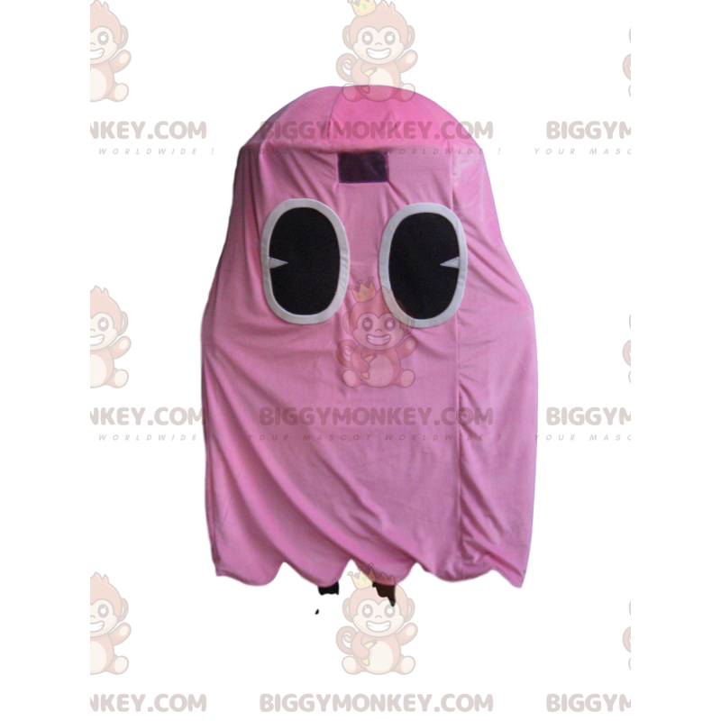 BIGGYMONKEY™ Maskottchenkostüm des rosa Geistes aus Pacman, der