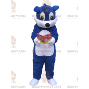 Kostým maskota BIGGYMONKEY™ s modrou a bílou psí mangou –